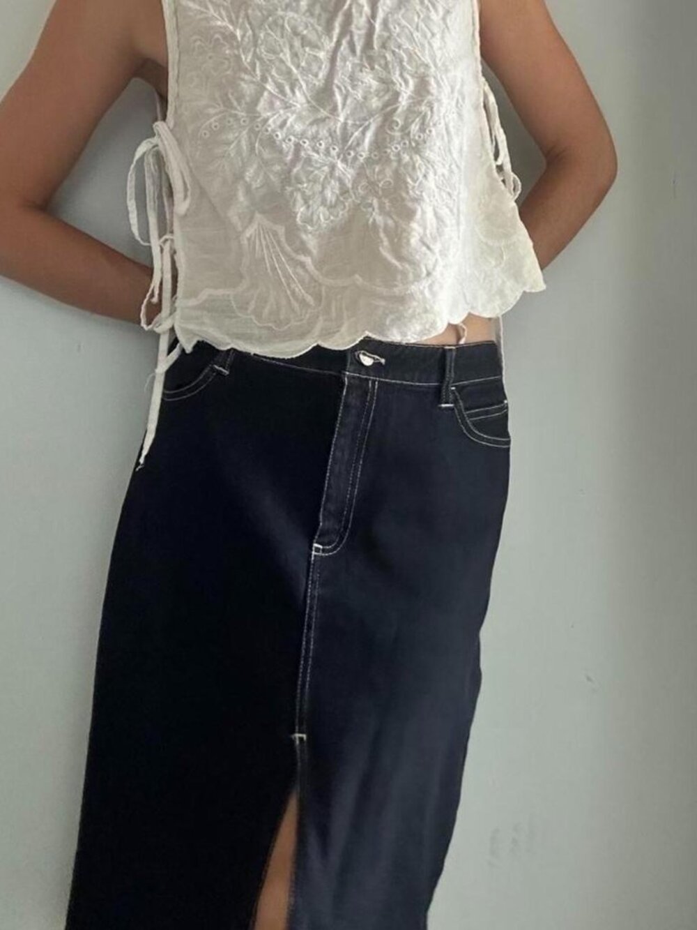 Burberry Dark Wash Denim Skirt
